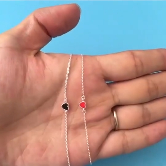 925 Silver Black Heart Bracelet - Picture 3 of 3